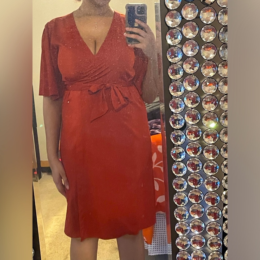 banana republic wrap dress, orange, size 6